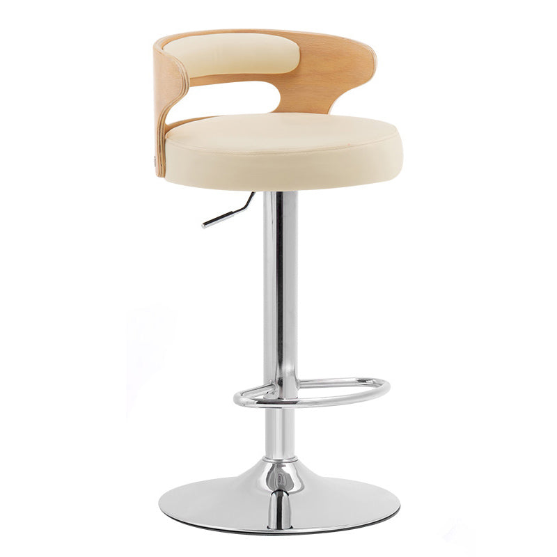 Industrial Style Bar Stool Round Leather Seat with Adjustable Height for Counter Bar