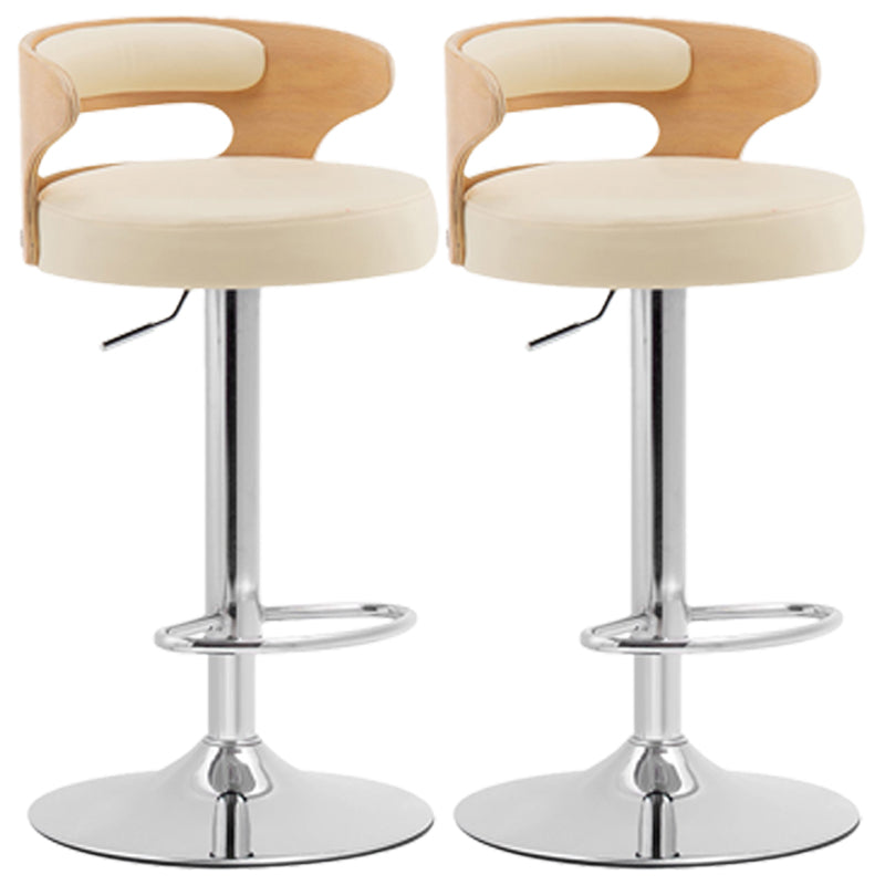 Industrial Style Bar Stool Round Leather Seat with Adjustable Height for Counter Bar