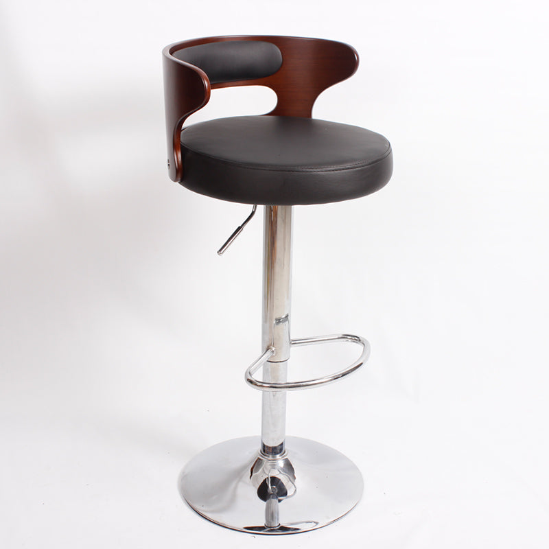 Industrial Style Bar Stool Round Leather Seat with Adjustable Height for Counter Bar