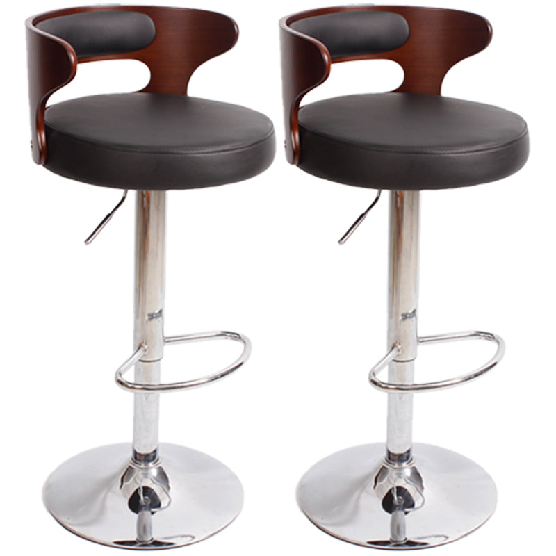Industrial Style Bar Stool Round Leather Seat with Adjustable Height for Counter Bar
