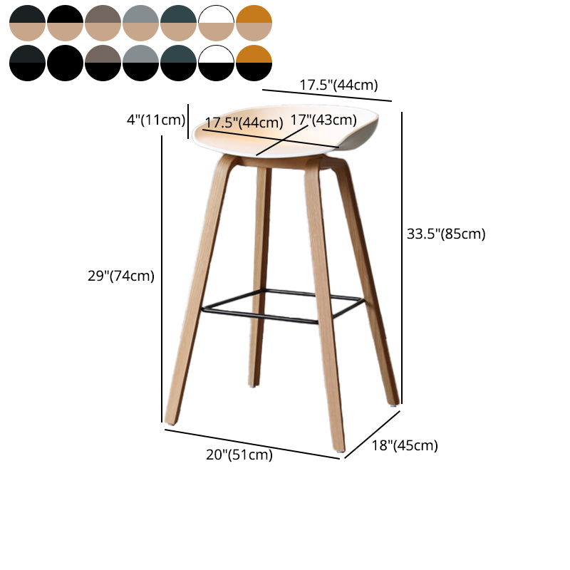Barhocker im skandinavischen Stil, Holzbeine, PP-Schalensitz für Thekenbar