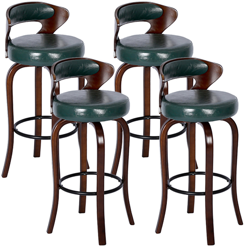 Modern Armless Backrest Counter Stool Wood Kitchen Bar Stool with Pedal and Cushion