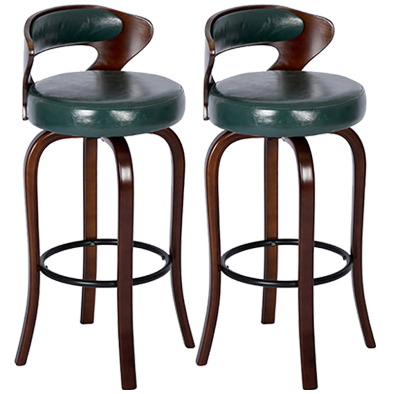 Modern Armless Backrest Counter Stool Wood Kitchen Bar Stool with Pedal and Cushion