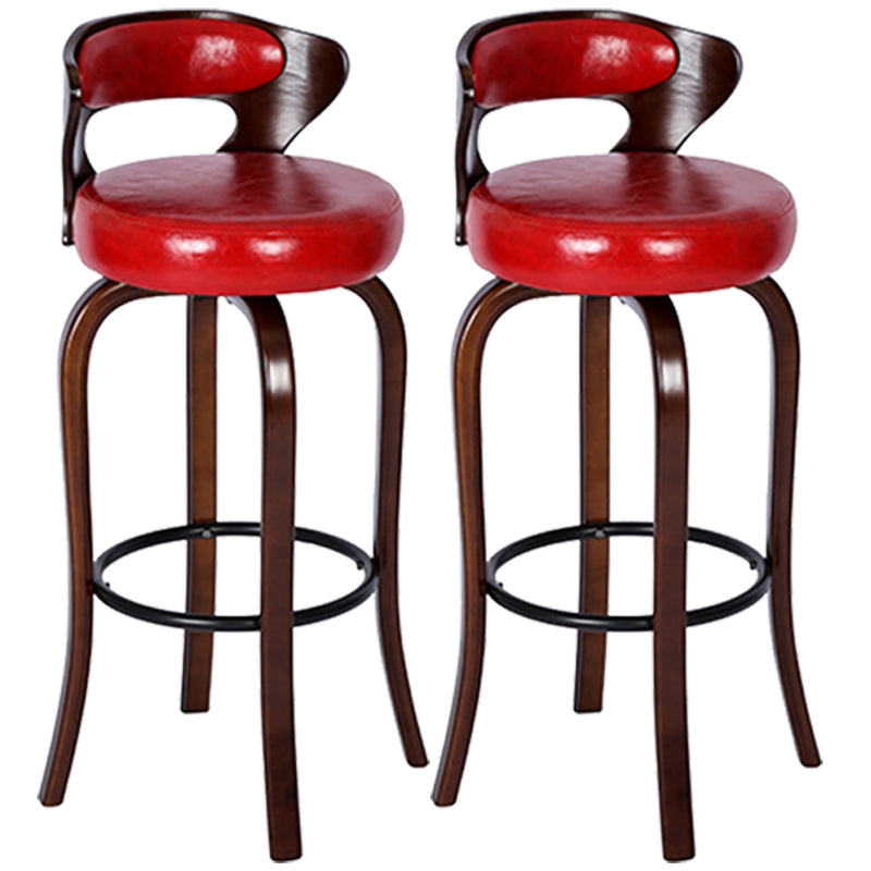 Modern Armless Backrest Counter Stool Wood Kitchen Bar Stool with Pedal and Cushion