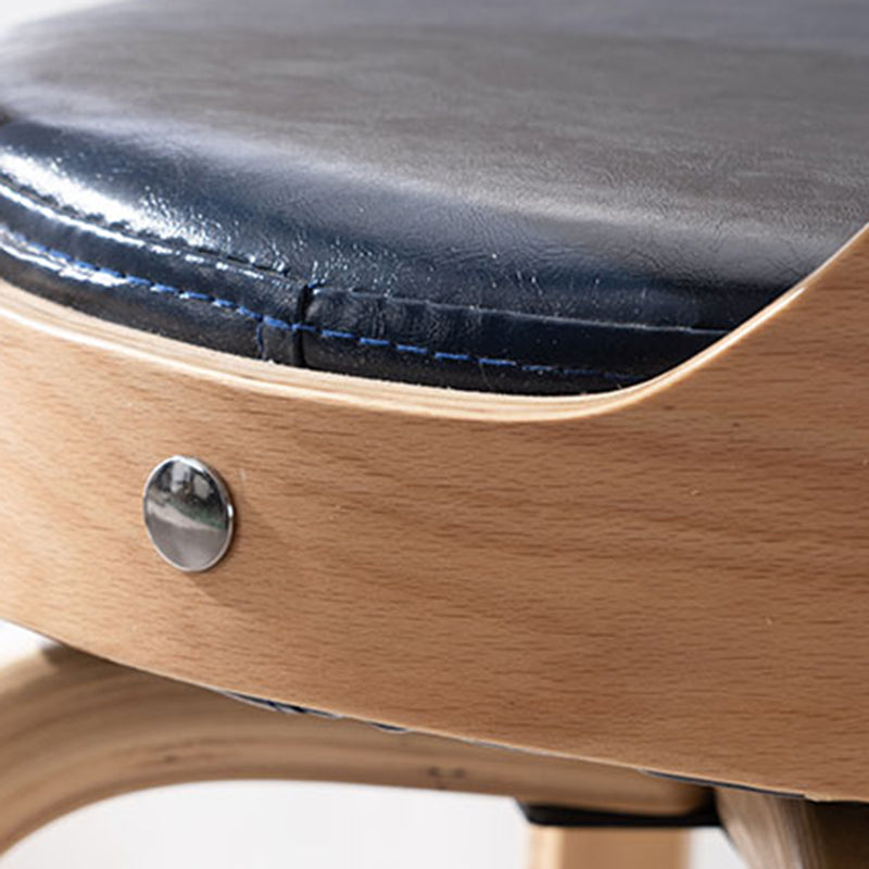 Modern Armless Backrest Counter Stool Wood Kitchen Bar Stool with Pedal and Cushion