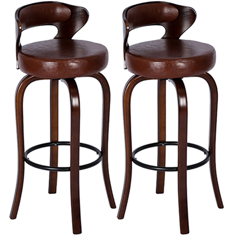 Modern Armless Backrest Counter Stool Wood Kitchen Bar Stool with Pedal and Cushion