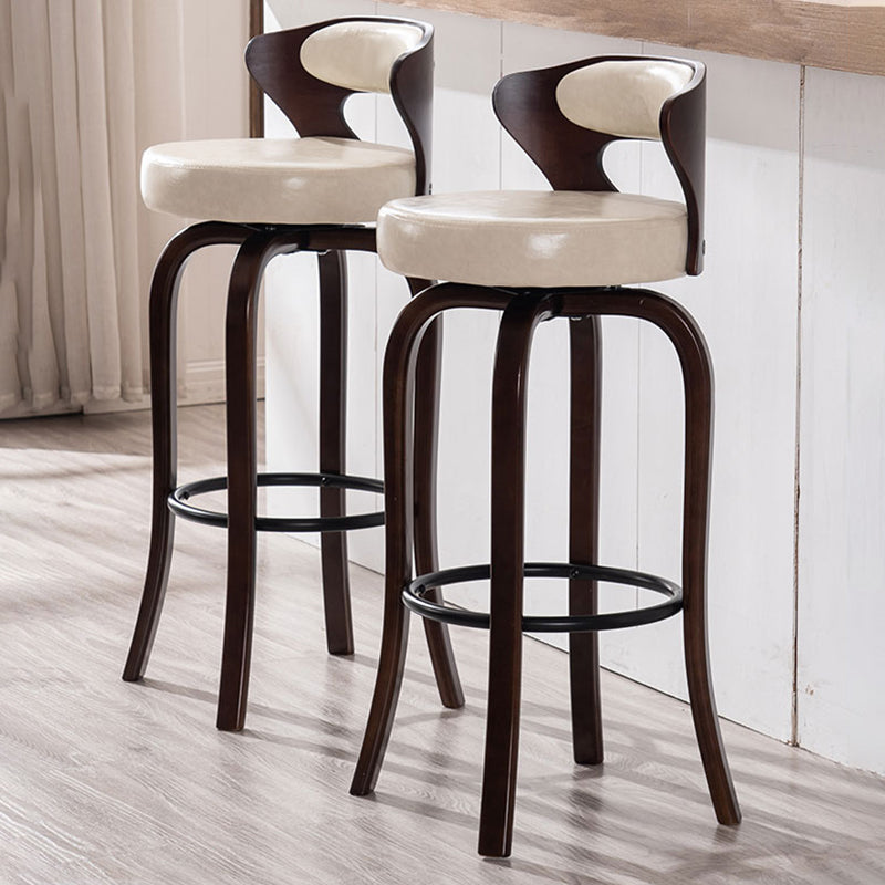 Modern Armless Backrest Counter Stool Wood Kitchen Bar Stool with Pedal and Cushion