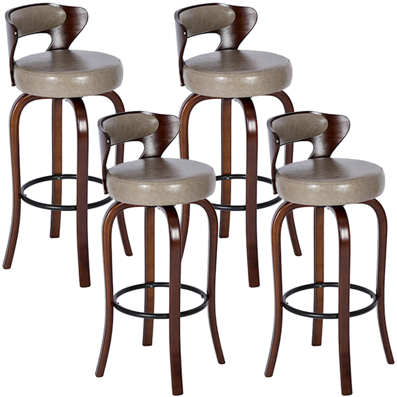 Modern Armless Backrest Counter Stool Wood Kitchen Bar Stool with Pedal and Cushion