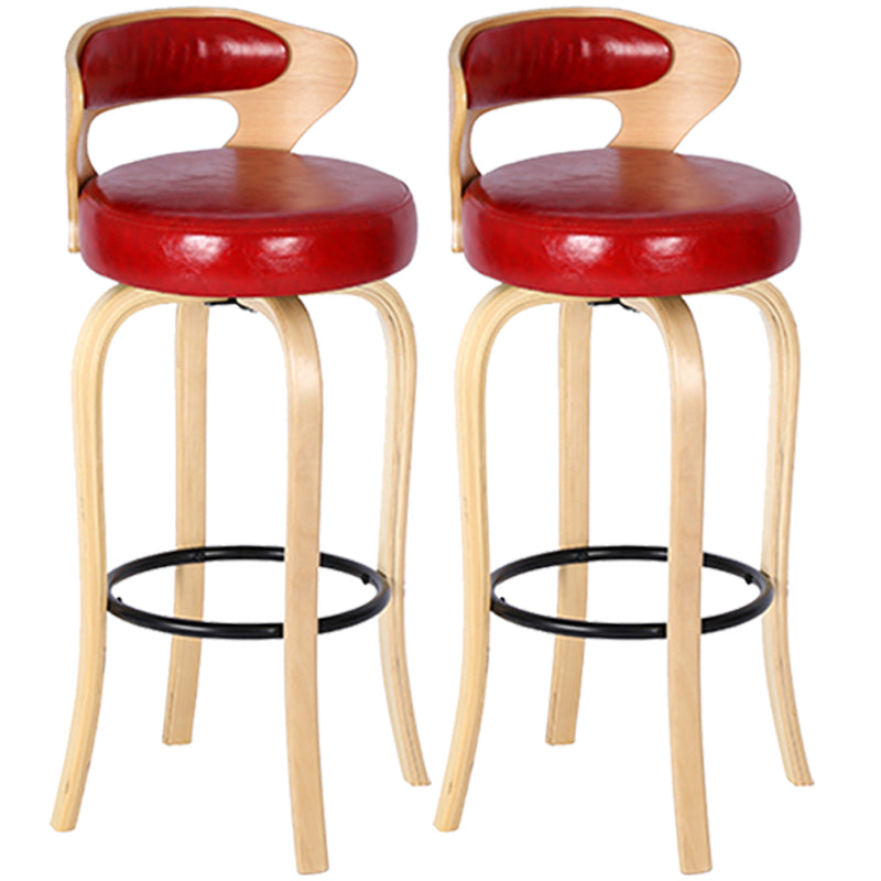 Modern Armless Backrest Counter Stool Wood Kitchen Bar Stool with Pedal and Cushion