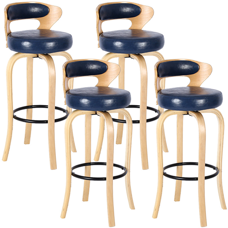 Modern Armless Backrest Counter Stool Wood Kitchen Bar Stool with Pedal and Cushion