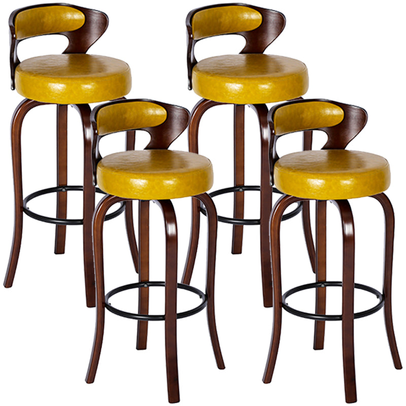 Modern Armless Backrest Counter Stool Wood Kitchen Bar Stool with Pedal and Cushion