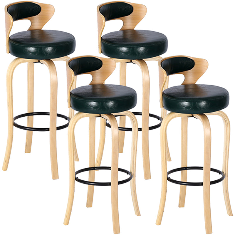 Modern Armless Backrest Counter Stool Wood Kitchen Bar Stool with Pedal and Cushion