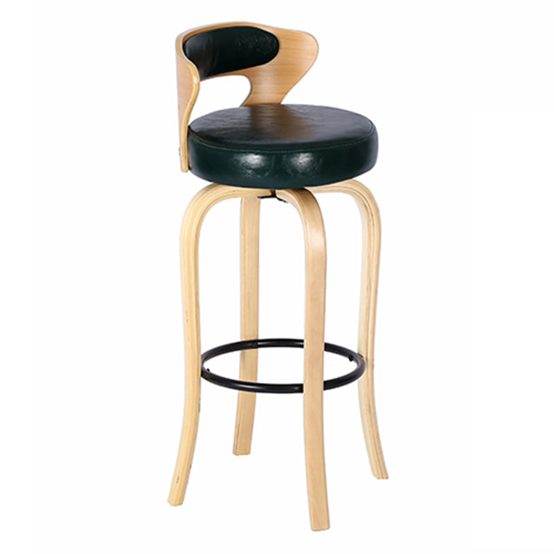 Modern Armless Backrest Counter Stool Wood Kitchen Bar Stool with Pedal and Cushion