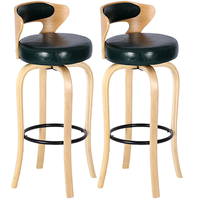 Modern Armless Backrest Counter Stool Wood Kitchen Bar Stool with Pedal and Cushion