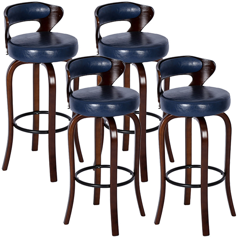 Modern Armless Backrest Counter Stool Wood Kitchen Bar Stool with Pedal and Cushion
