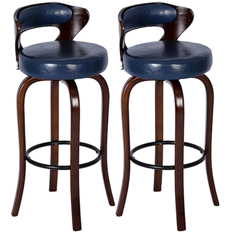 Modern Armless Backrest Counter Stool Wood Kitchen Bar Stool with Pedal and Cushion