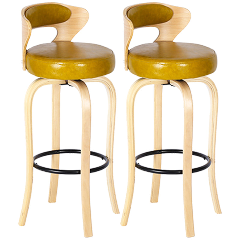 Modern Armless Backrest Counter Stool Wood Kitchen Bar Stool with Pedal and Cushion