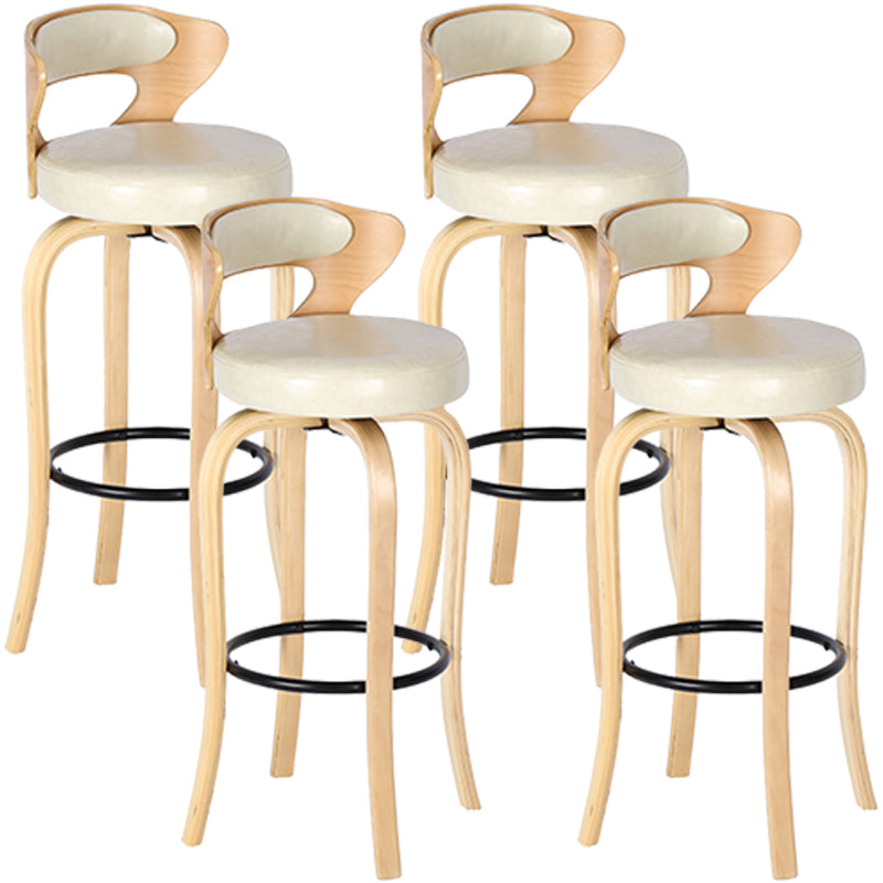 Modern Armless Backrest Counter Stool Wood Kitchen Bar Stool with Pedal and Cushion