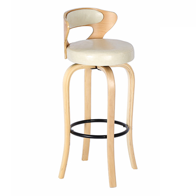 Modern Armless Backrest Counter Stool Wood Kitchen Bar Stool with Pedal and Cushion