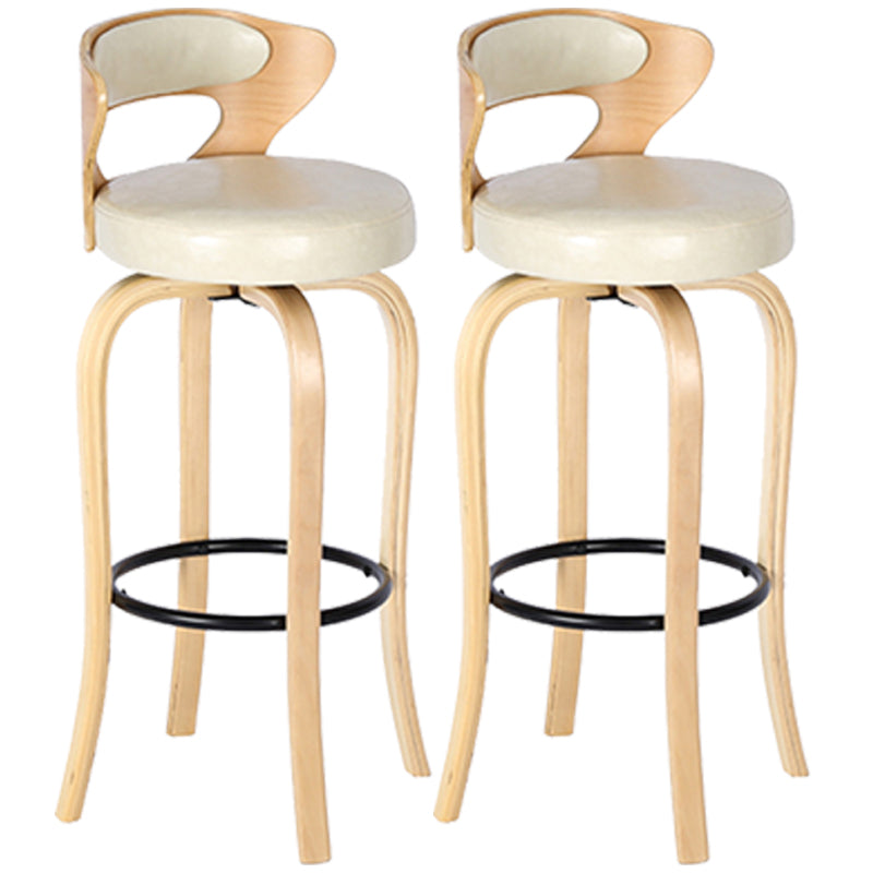 Modern Armless Backrest Counter Stool Wood Kitchen Bar Stool with Pedal and Cushion