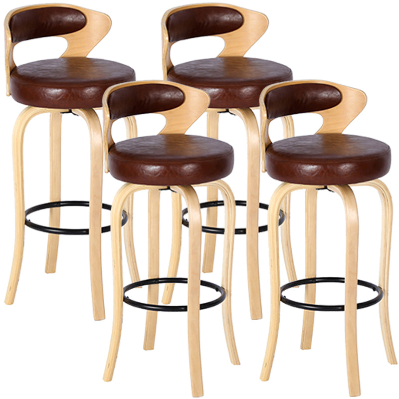 Modern Armless Backrest Counter Stool Wood Kitchen Bar Stool with Pedal and Cushion