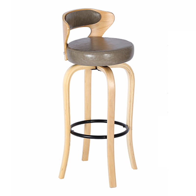 Modern Armless Backrest Counter Stool Wood Kitchen Bar Stool with Pedal and Cushion