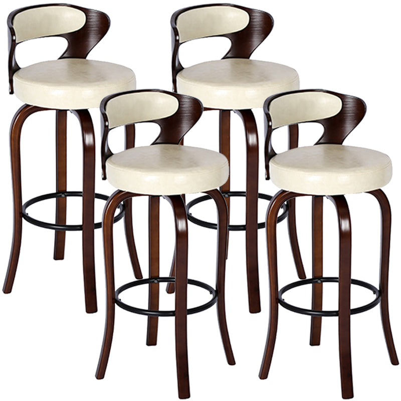 Modern Armless Backrest Counter Stool Wood Kitchen Bar Stool with Pedal and Cushion