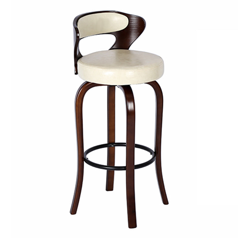 Modern Armless Backrest Counter Stool Wood Kitchen Bar Stool with Pedal and Cushion
