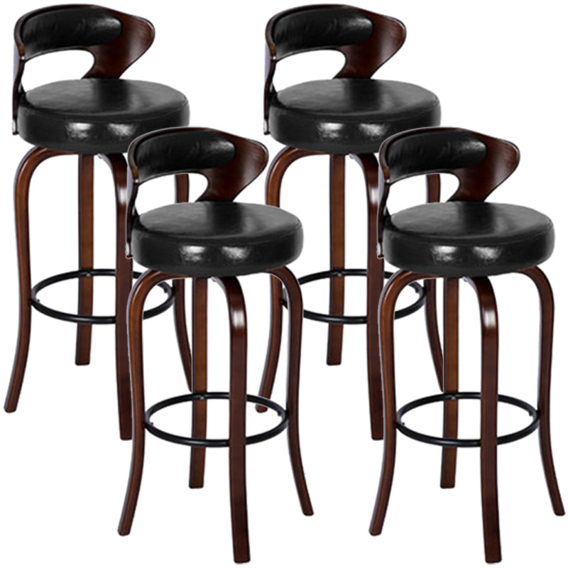 Modern Armless Backrest Counter Stool Wood Kitchen Bar Stool with Pedal and Cushion
