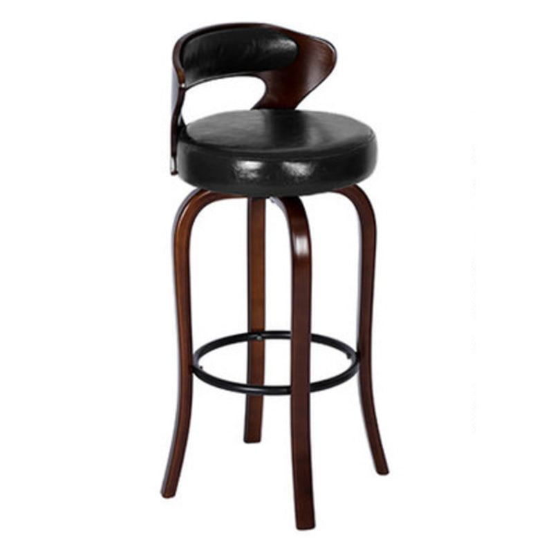 Modern Armless Backrest Counter Stool Wood Kitchen Bar Stool with Pedal and Cushion