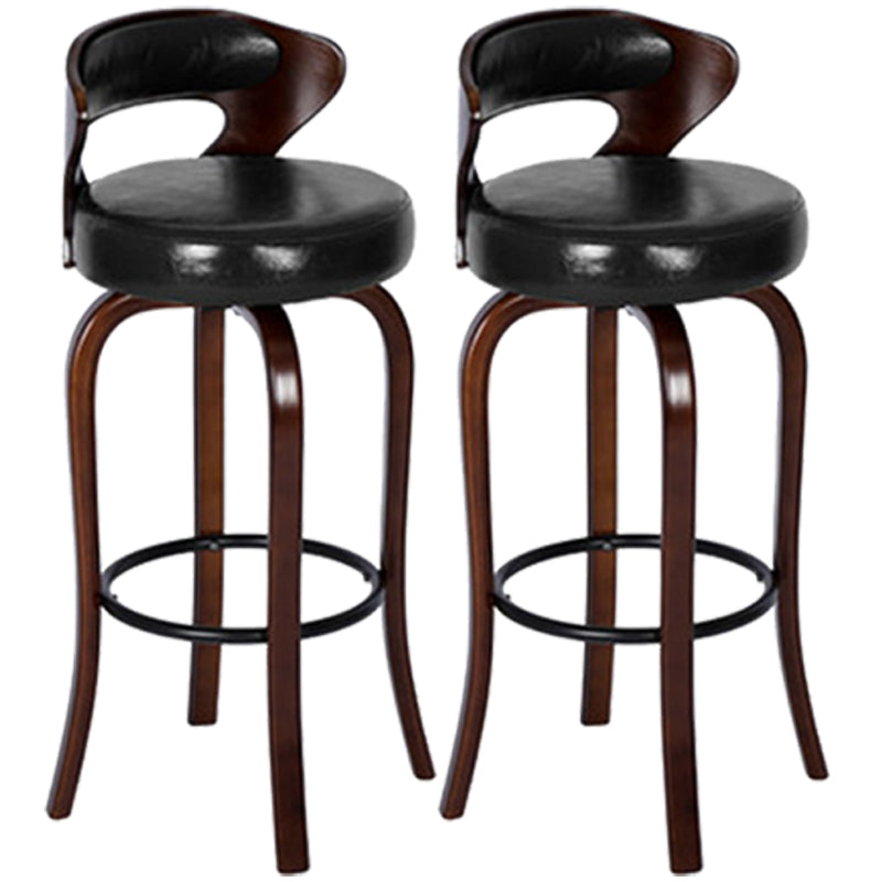 Modern Armless Backrest Counter Stool Wood Kitchen Bar Stool with Pedal and Cushion
