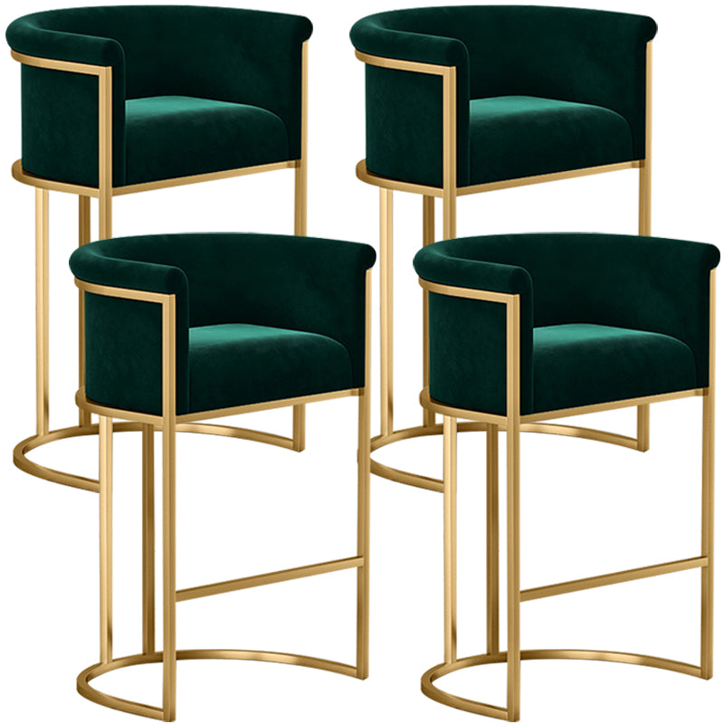 Taburete de bar con respaldo sin brazos Glam, taburete de bar de hierro para joyería con cojín de terciopelo