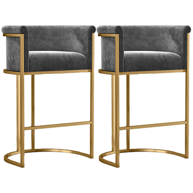 Taburete de bar con respaldo sin brazos Glam, taburete de bar de hierro para joyería con cojín de terciopelo