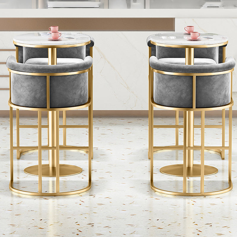 Taburete de bar con respaldo sin brazos Glam, taburete de bar de hierro para joyería con cojín de terciopelo