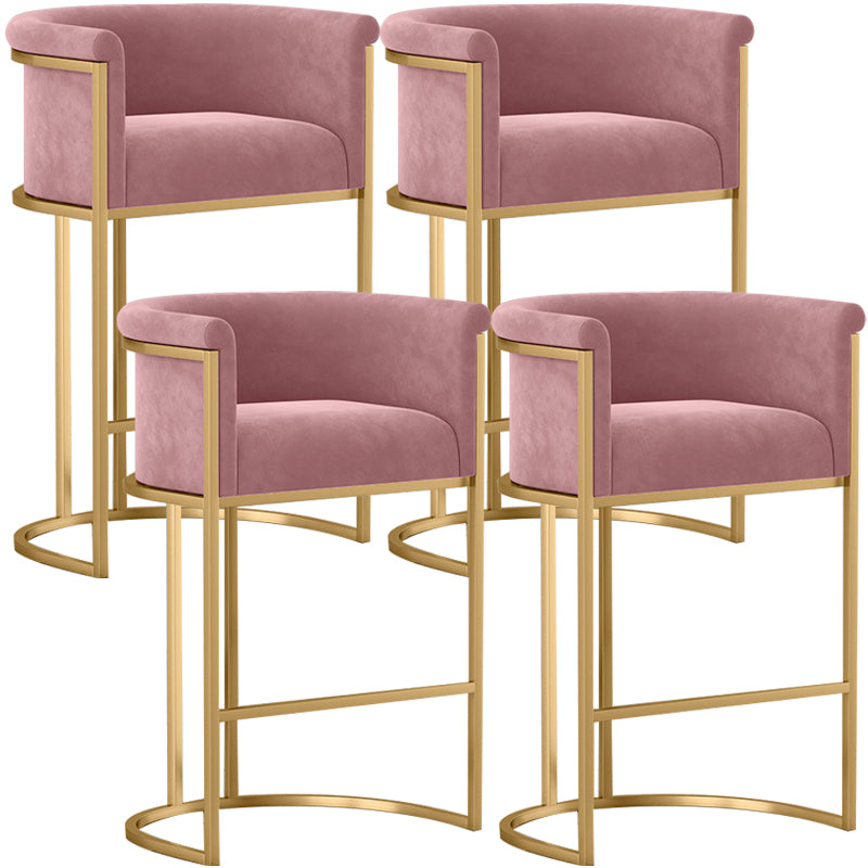 Taburete de bar con respaldo sin brazos Glam, taburete de bar de hierro para joyería con cojín de terciopelo