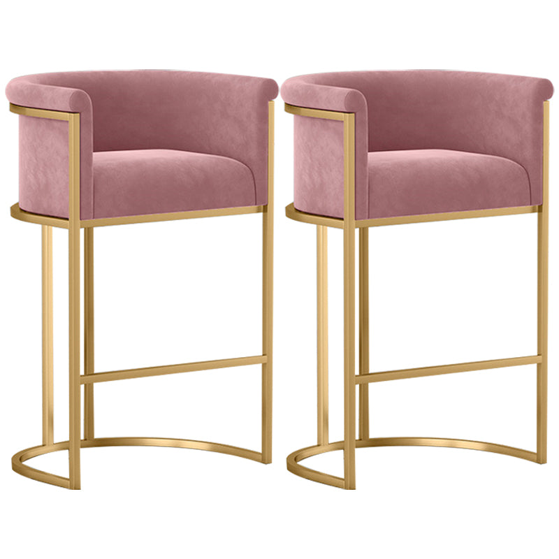 Taburete de bar con respaldo sin brazos Glam, taburete de bar de hierro para joyería con cojín de terciopelo