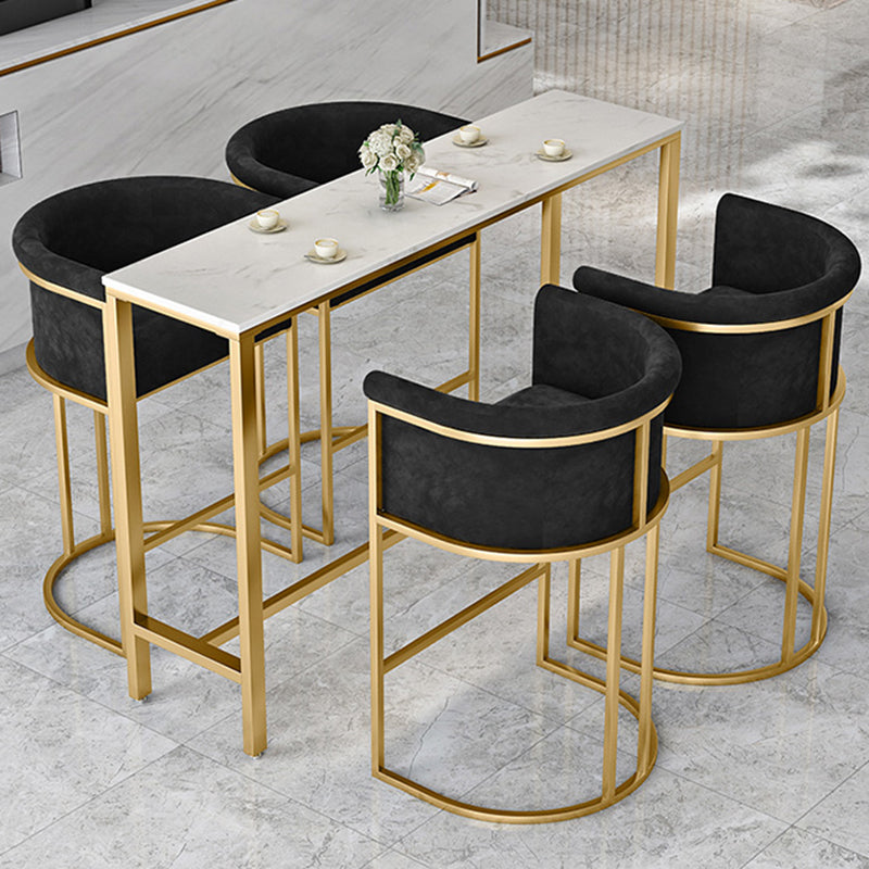Taburete de bar con respaldo sin brazos Glam, taburete de bar de hierro para joyería con cojín de terciopelo