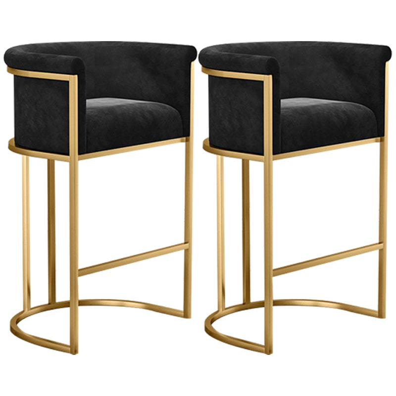 Taburete de bar con respaldo sin brazos Glam, taburete de bar de hierro para joyería con cojín de terciopelo