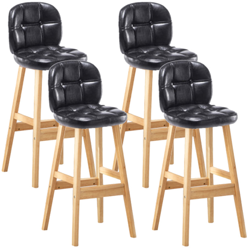 Modern Backrest Armless Counter Stool Wood Bar Stool with Pedal and Cushion