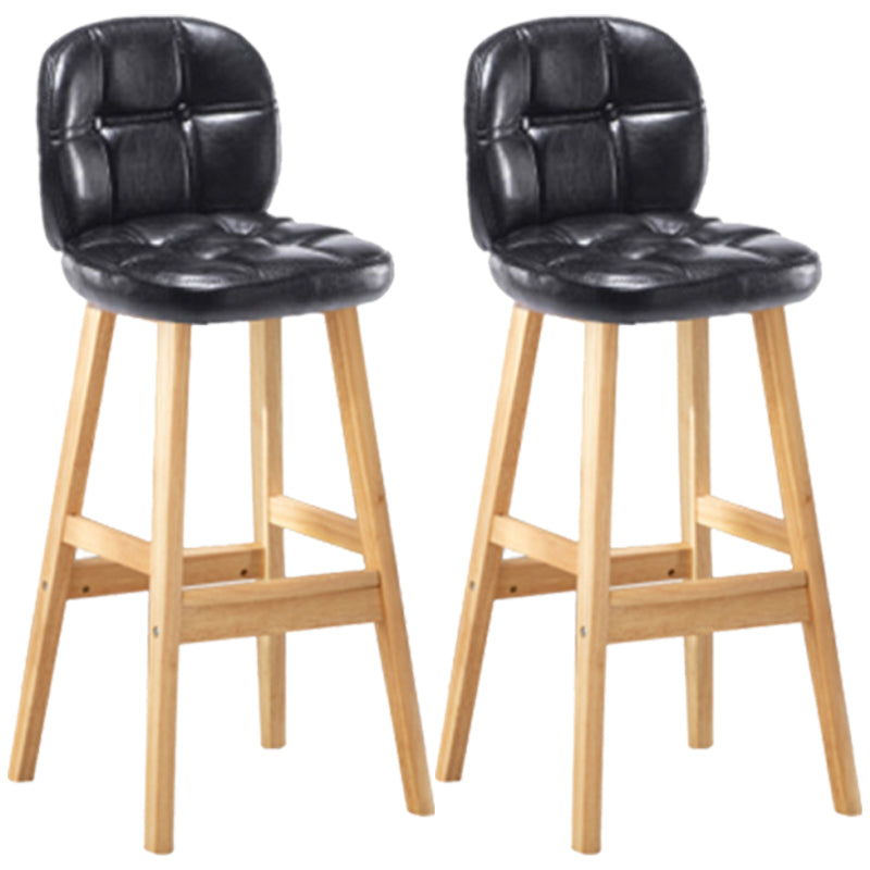 Modern Backrest Armless Counter Stool Wood Bar Stool with Pedal and Cushion