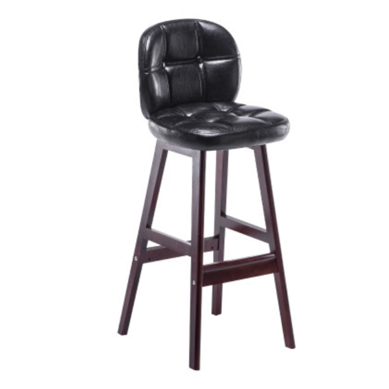 Modern Backrest Armless Counter Stool Wood Bar Stool with Pedal and Cushion