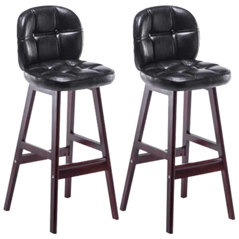 Modern Backrest Armless Counter Stool Wood Bar Stool with Pedal and Cushion