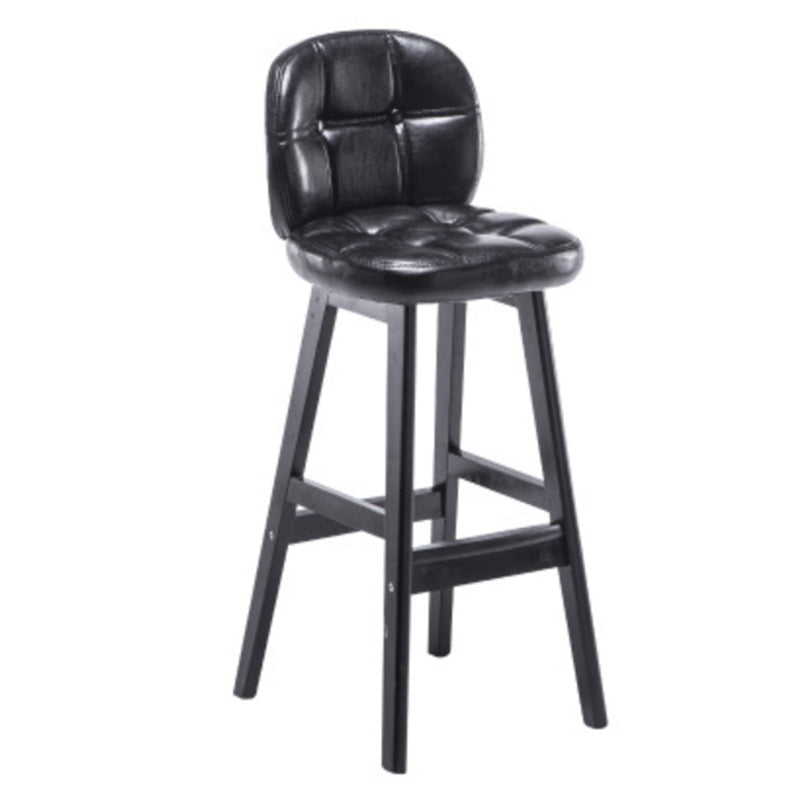 Modern Backrest Armless Counter Stool Wood Bar Stool with Pedal and Cushion