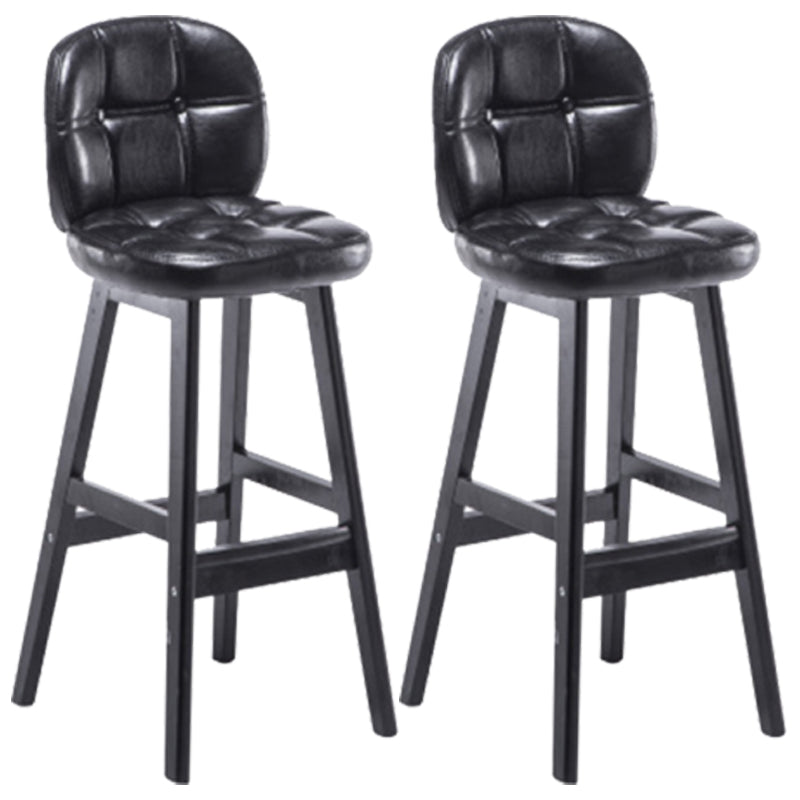 Modern Backrest Armless Counter Stool Wood Bar Stool with Pedal and Cushion