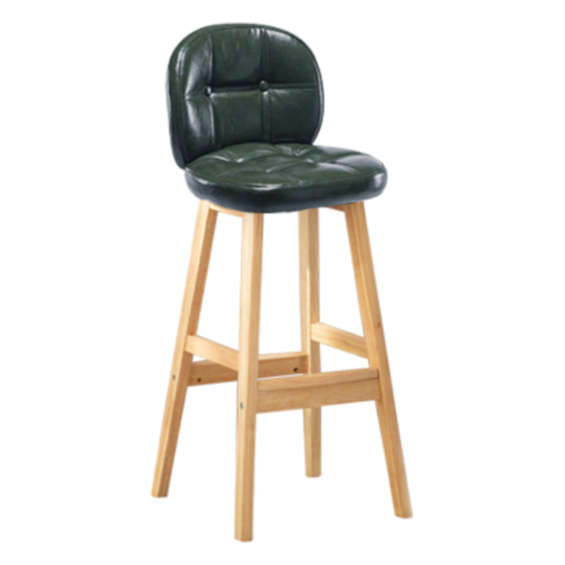 Modern Backrest Armless Counter Stool Wood Bar Stool with Pedal and Cushion