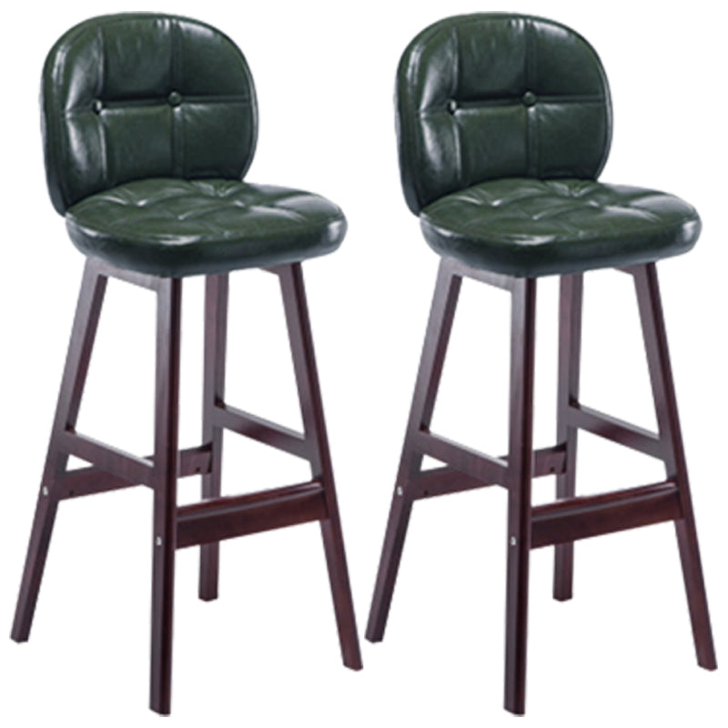 Modern Backrest Armless Counter Stool Wood Bar Stool with Pedal and Cushion