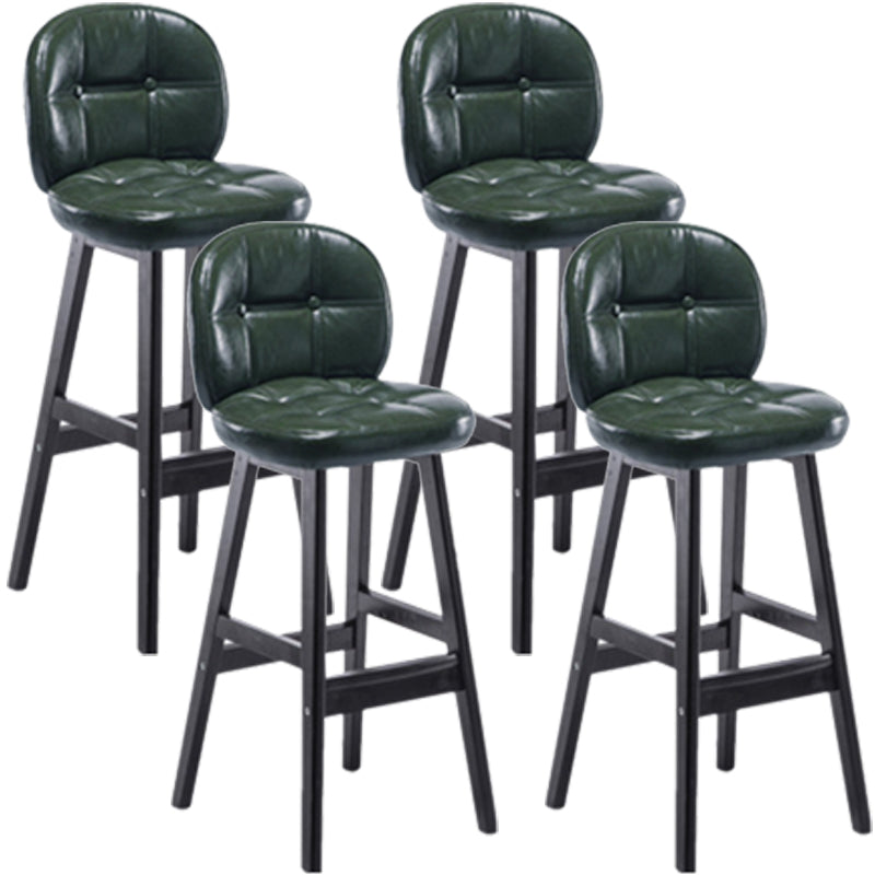 Modern Backrest Armless Counter Stool Wood Bar Stool with Pedal and Cushion