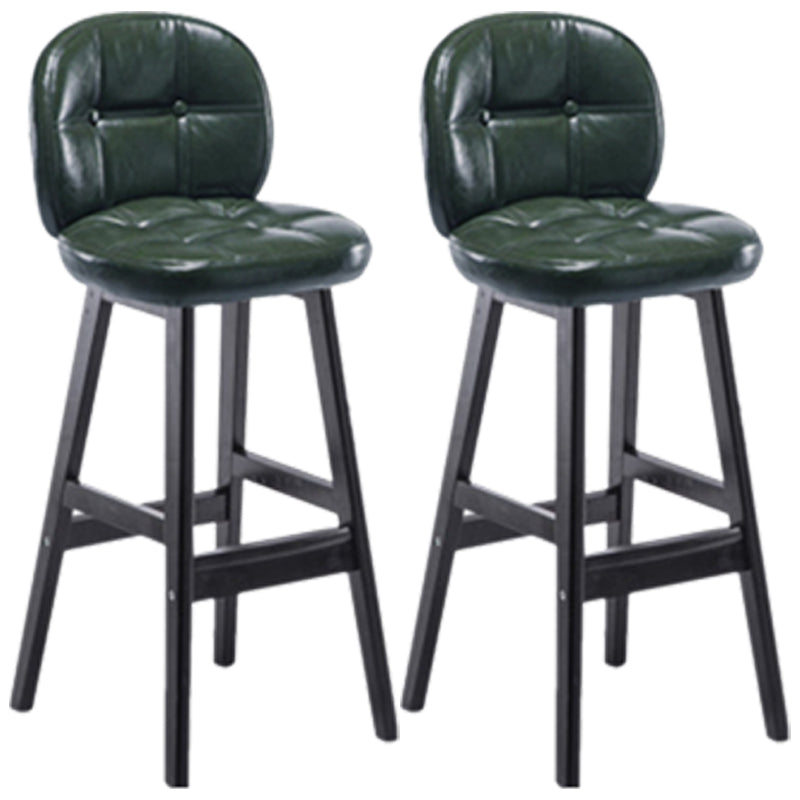 Modern Backrest Armless Counter Stool Wood Bar Stool with Pedal and Cushion