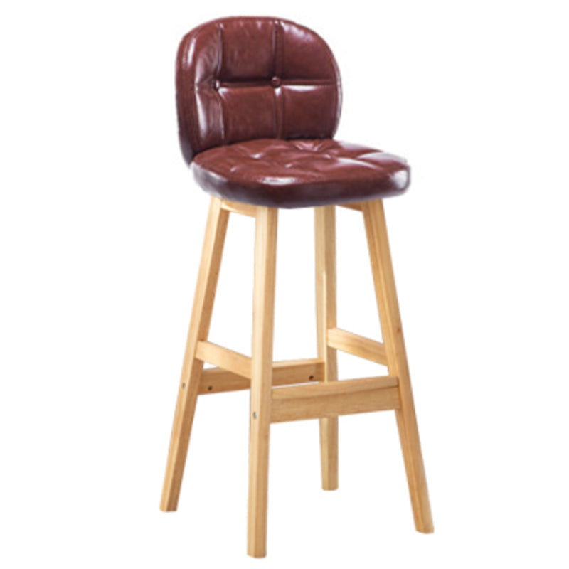 Modern Backrest Armless Counter Stool Wood Bar Stool with Pedal and Cushion