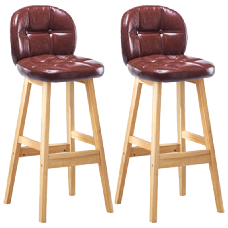 Modern Backrest Armless Counter Stool Wood Bar Stool with Pedal and Cushion